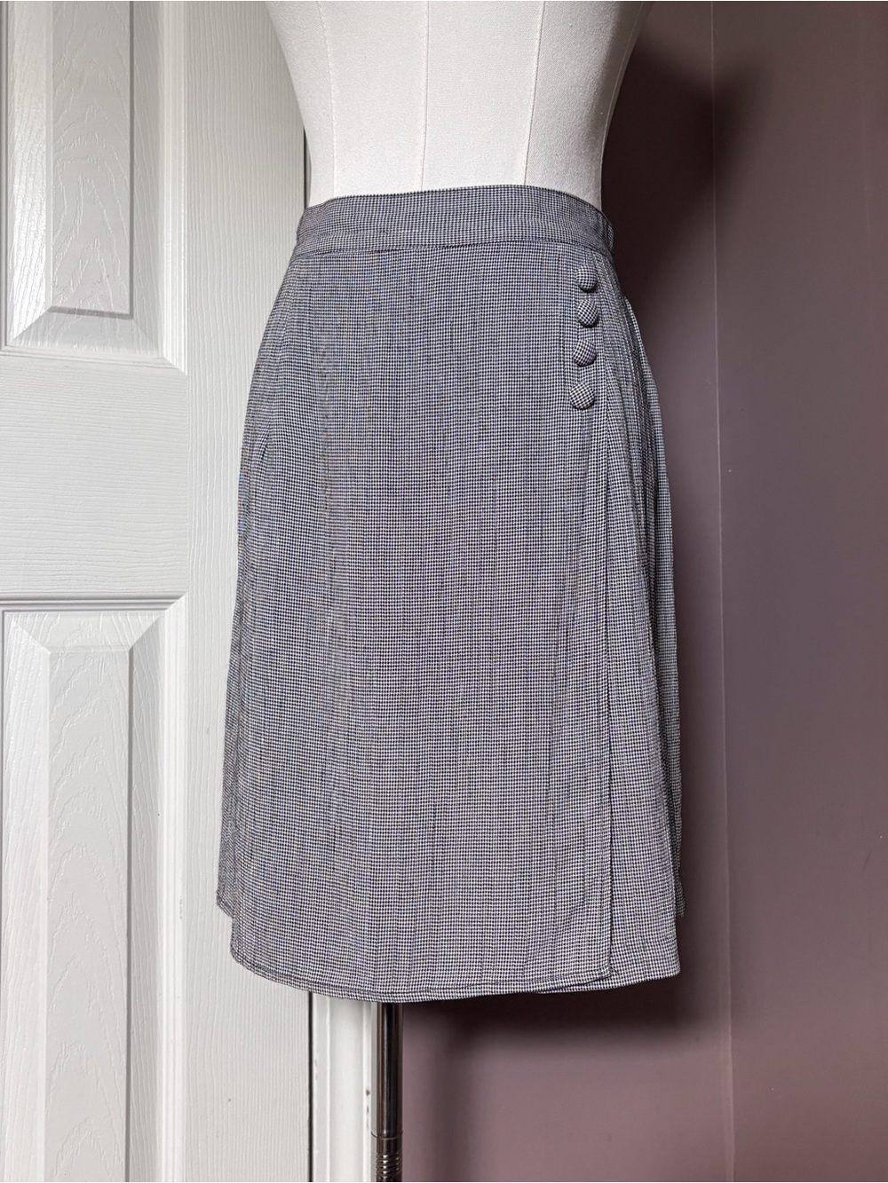 Vtg 80s - 90s Exposé Faux Wrap Skirt / Skort Black & White Houndstooth - Medium